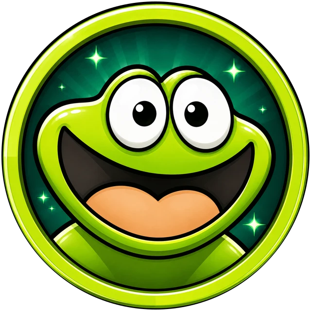 The FROGLORE relic — a grinning frog struck in green enamel